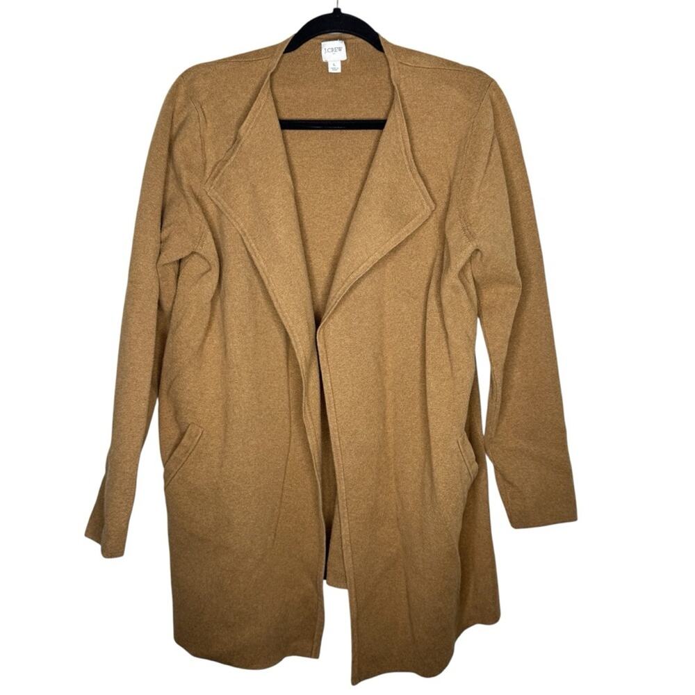 J.CREW FACTORY / tan camel brown Vanessa open front sweater cardigan / L